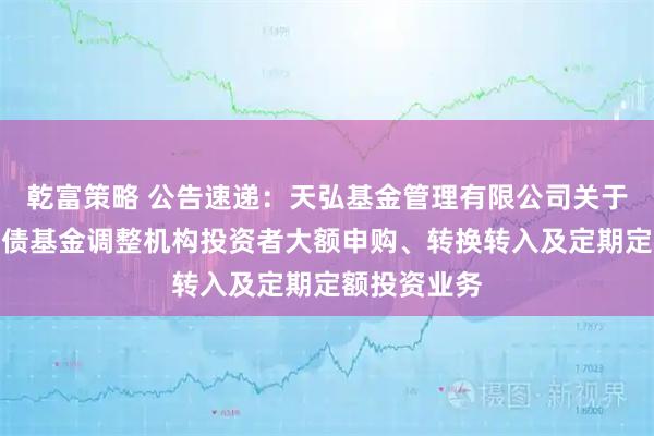乾富策略 公告速递：天弘基金管理有限公司关于天弘安利短债基金调整机构投资者大额申购、转换转入及定期定额投资业务
